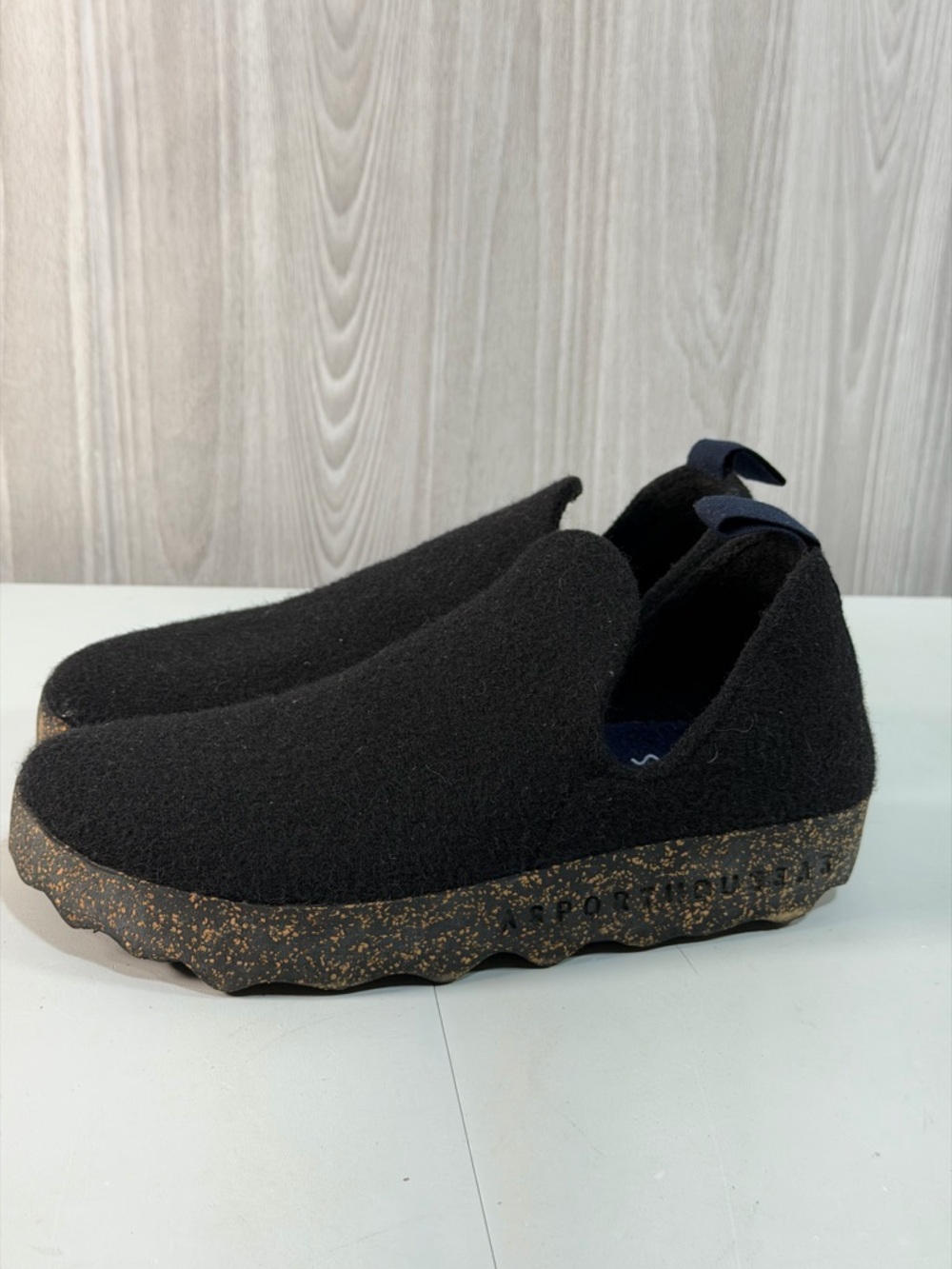 Asportuguesas Fly London City Black Slip-On Shoe Wool Felt Upper Size 38
